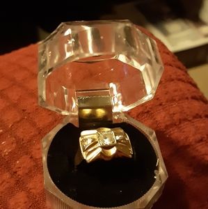 Art Deco  18 Kt yellow gold and white gold ring